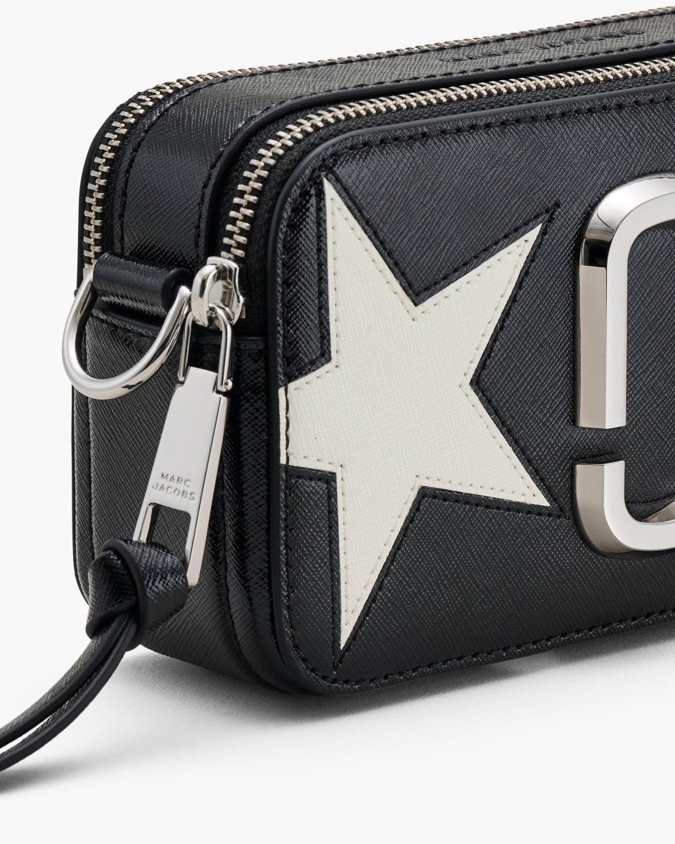 Black / White Marc Jacobs The Star Patchwork Leather Snapshot | 867KOTEYR