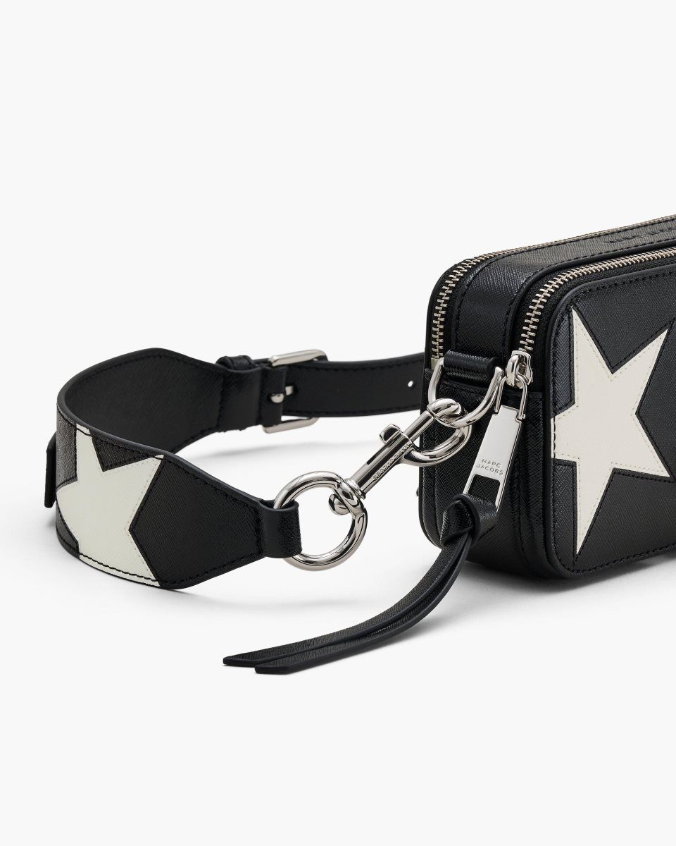 Black / White Marc Jacobs The Star Patchwork Leather Snapshot | 867KOTEYR