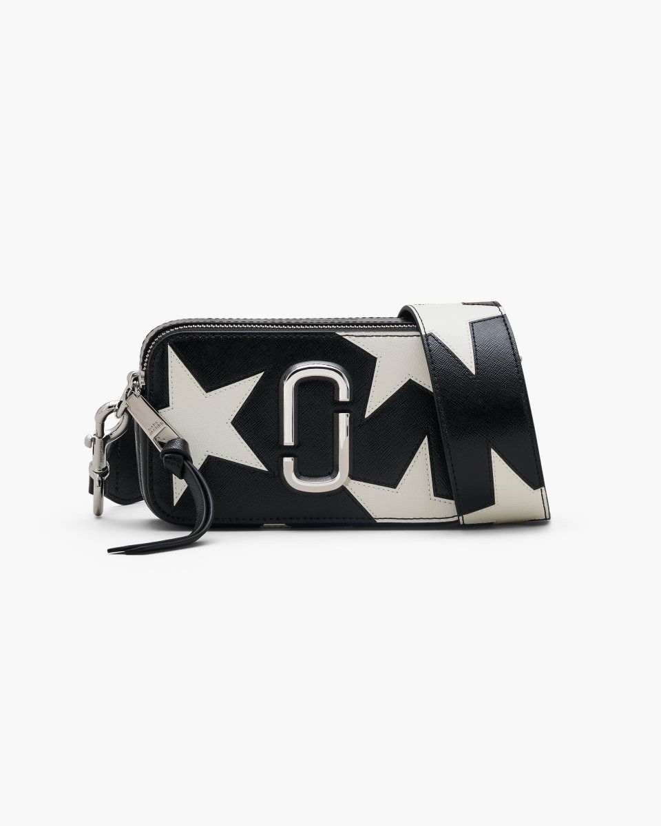 Black / White Marc Jacobs The Star Patchwork Leather Snapshot | 867KOTEYR