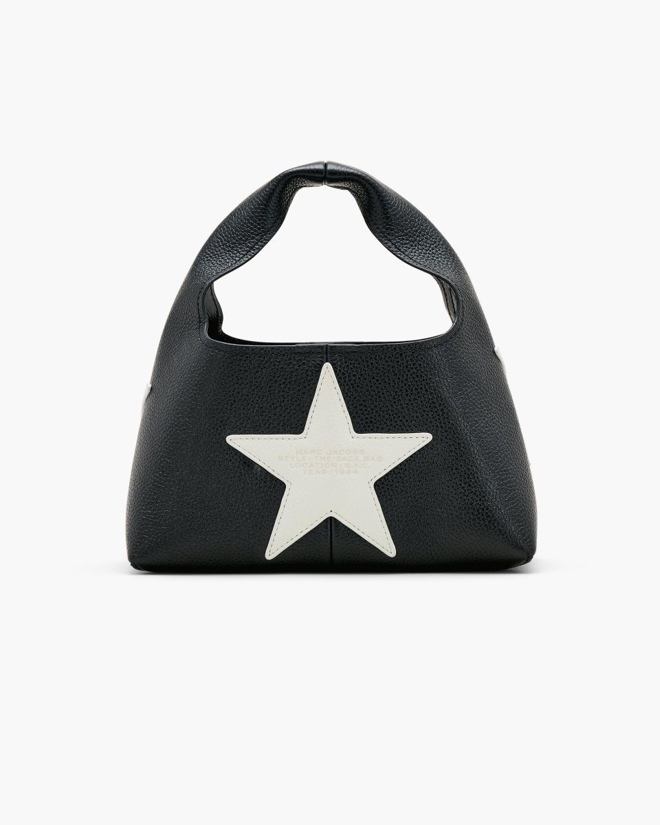 Black / White Marc Jacobs The Star Patchwork Leather Mini Sack Bag | 081ZHRNKA