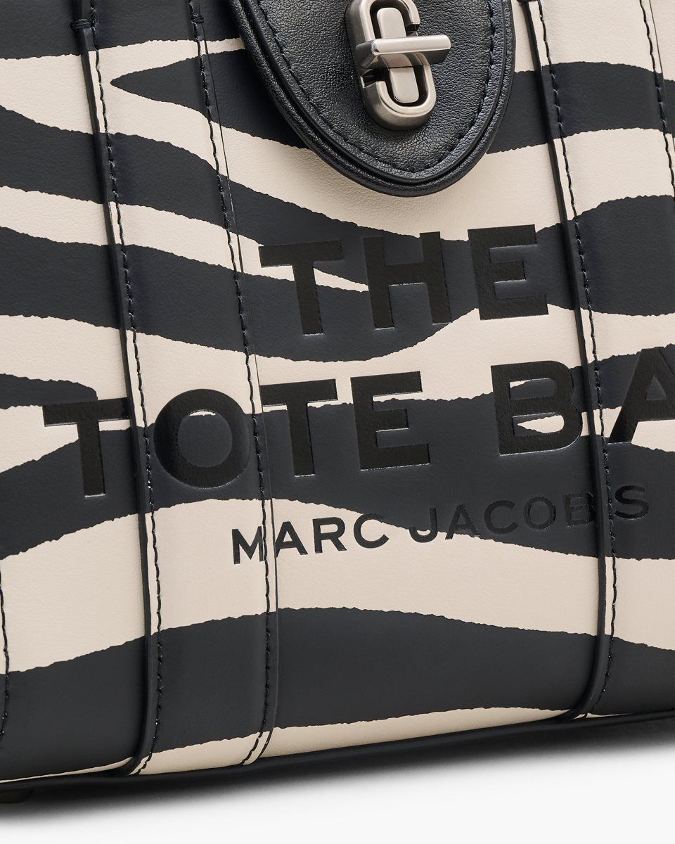 Black / White Marc Jacobs The Zebra Turnlock Crossbody Tote Bag | 975OVJICS