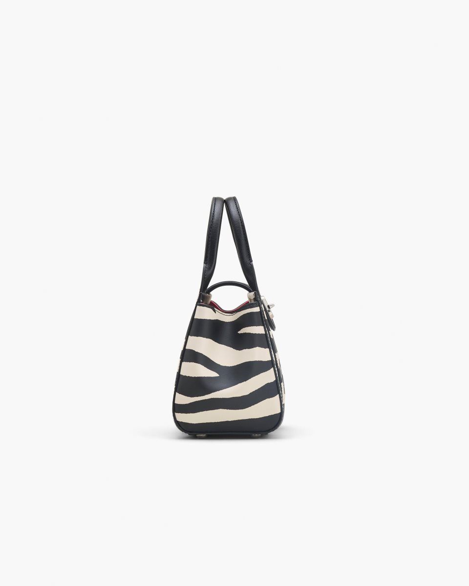 Black / White Marc Jacobs The Zebra Turnlock Crossbody Tote Bag | 975OVJICS