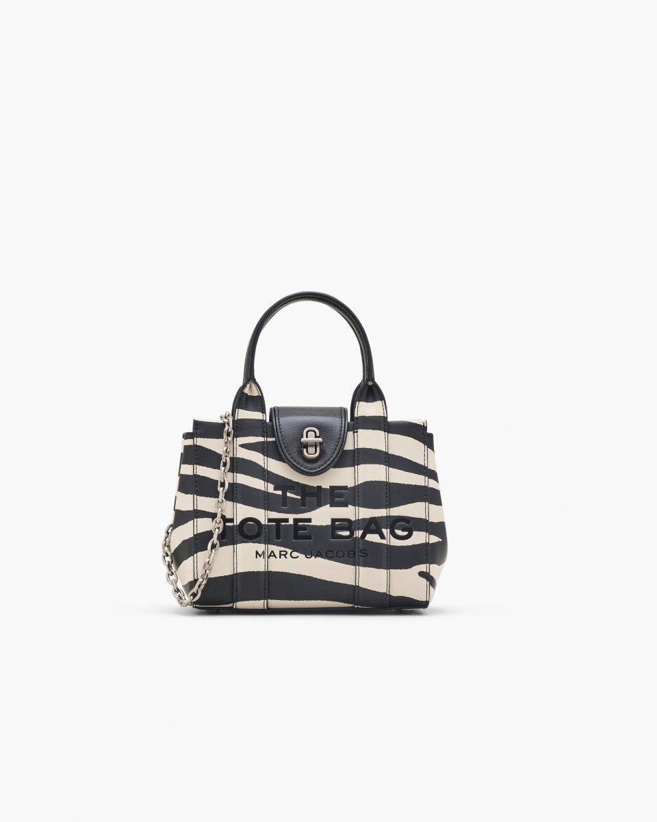 Black / White Marc Jacobs The Zebra Turnlock Crossbody Tote Bag | 975OVJICS