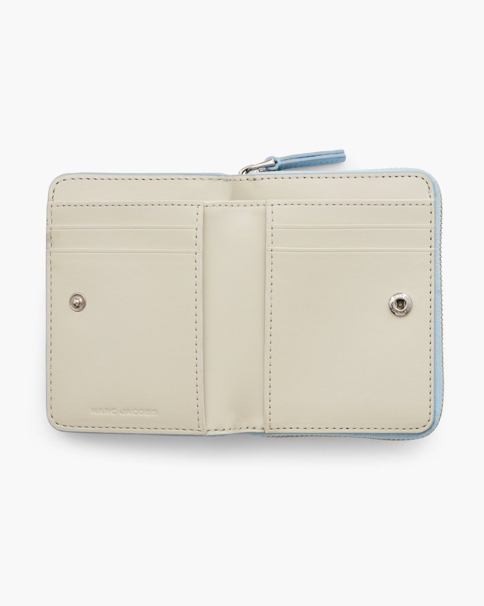 Blue Marc Jacobs The Leather Mini Compact Wallet | 736HYLCSU