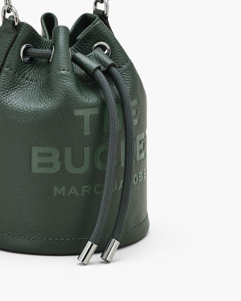 Dark Green Marc Jacobs The Leather Bucket Bag | 437IPTSLC