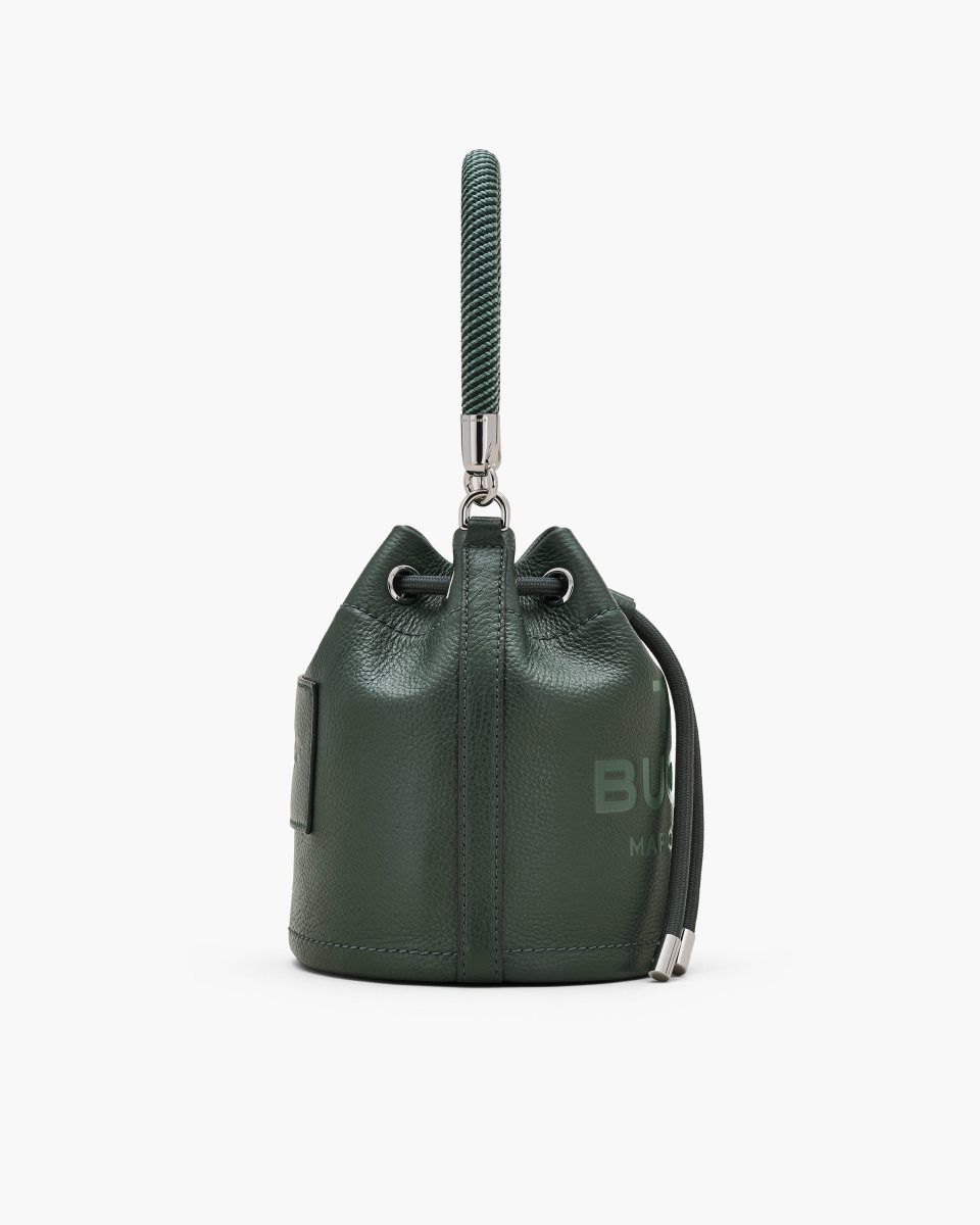 Dark Green Marc Jacobs The Leather Bucket Bag | 437IPTSLC