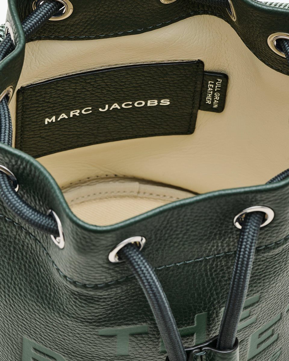 Dark Green Marc Jacobs The Leather Bucket Bag | 437IPTSLC