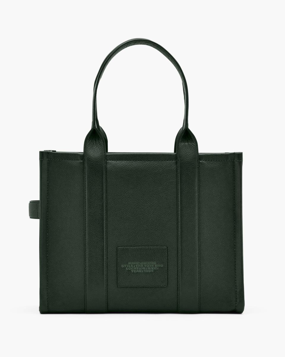 Dark Green Marc Jacobs The Leather Large Tote Bag | 927CGEPFV