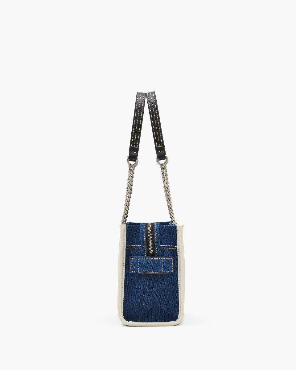 Dark Wash Marc Jacobs The Denim Chain Small Tote Bag | 270HQLXRB