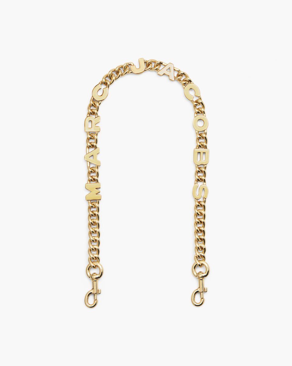 Gold Marc Jacobs The Logo Chain Shoulder Strap | 194OBFAVT