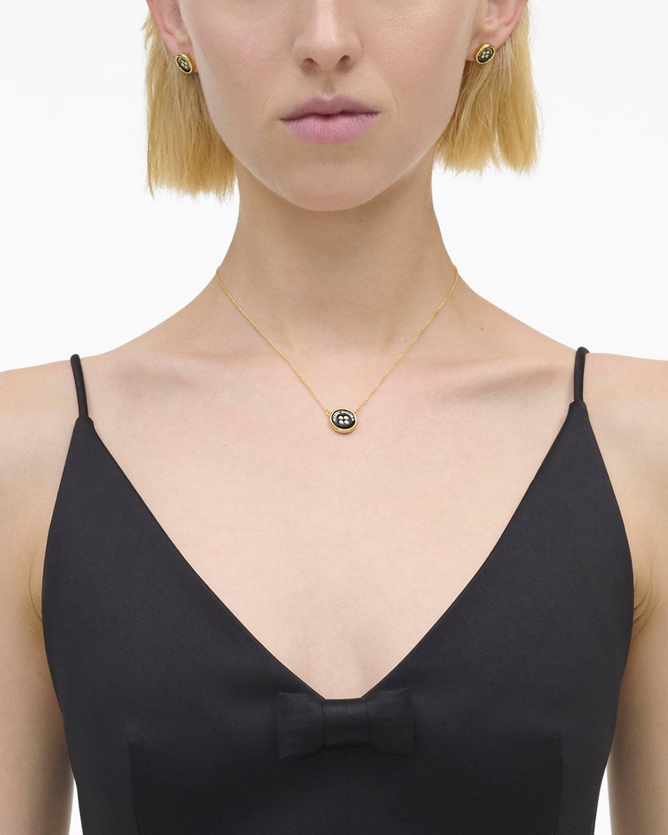 Gold / Black Marc Jacobs The Button Pendant Necklace | 561GHBNQL