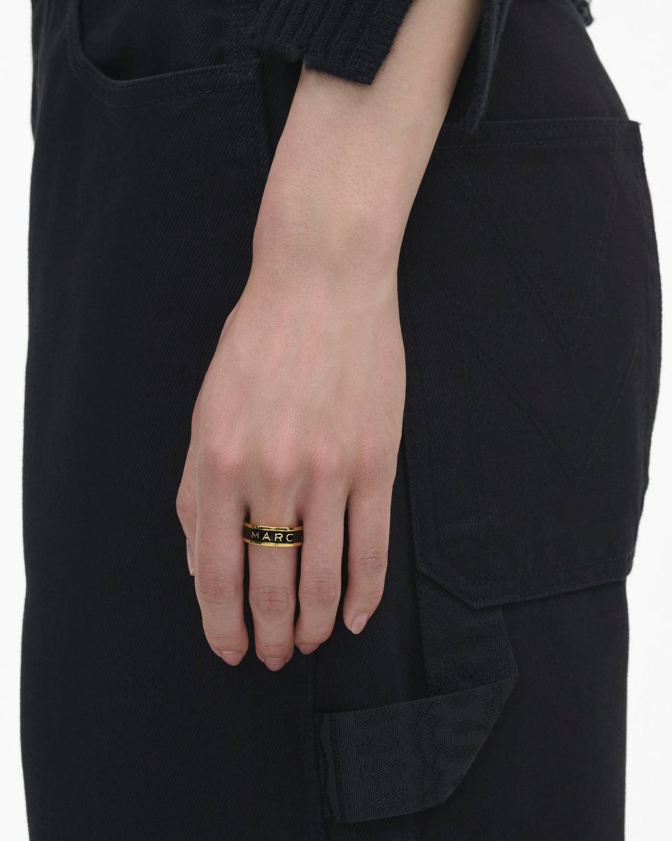 Gold / Black Marc Jacobs The Marc Jacobs Enamel Ring | 701TNKPCA