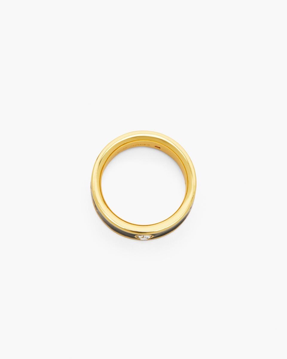 Gold / Black Marc Jacobs The Marc Jacobs Enamel Ring | 701TNKPCA