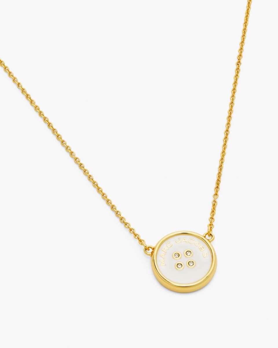 Gold / Cream Marc Jacobs The Button Pendant Necklace | 425AGCUKZ