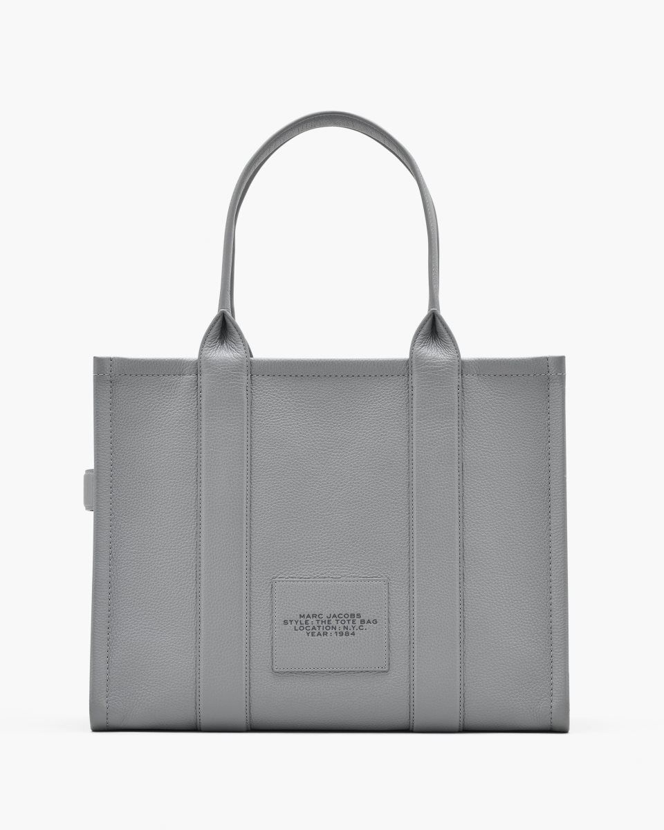 Grey Marc Jacobs The Leather Large Tote Bag | 023NZACJW