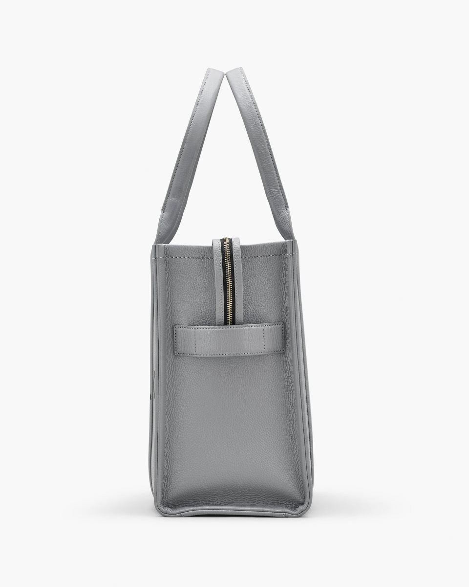 Grey Marc Jacobs The Leather Large Tote Bag | 023NZACJW