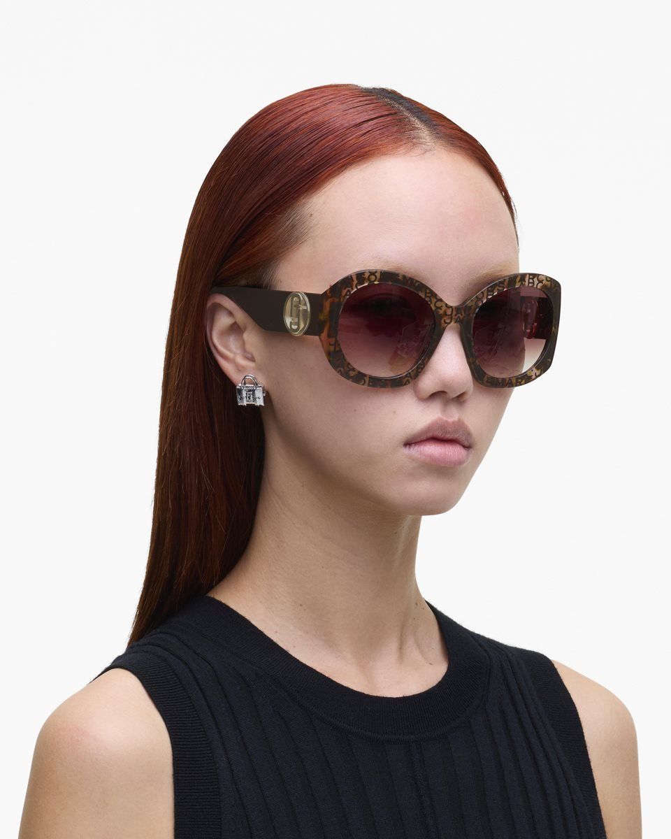 Havana Marc Jacobs The J Marc Monogram Round Sunglasses | 415JKGAUW