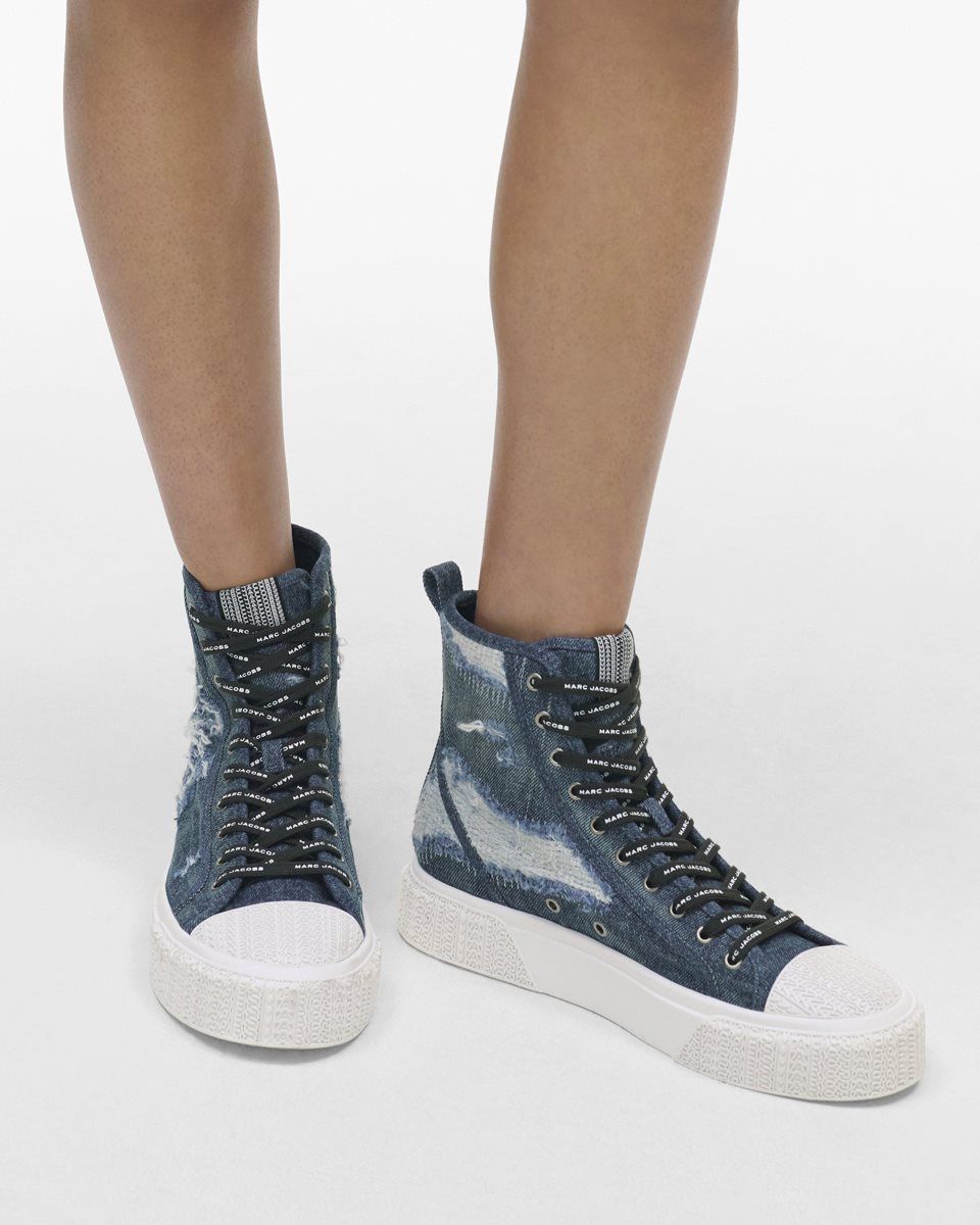 Indigo Marc Jacobs The Rip And Repair Denim High Top Sneaker | 834IHDKUL