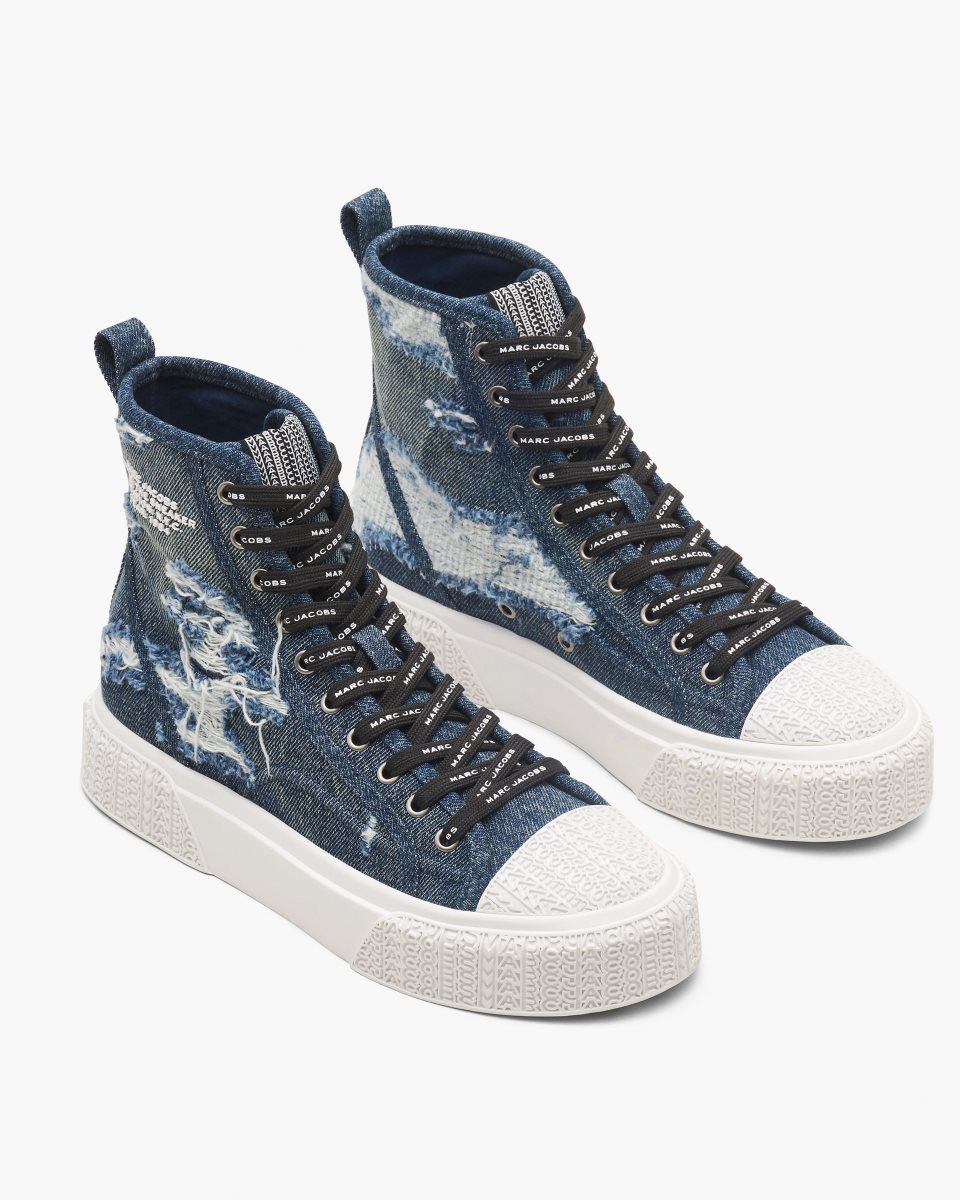 Indigo Marc Jacobs The Rip And Repair Denim High Top Sneaker | 834IHDKUL