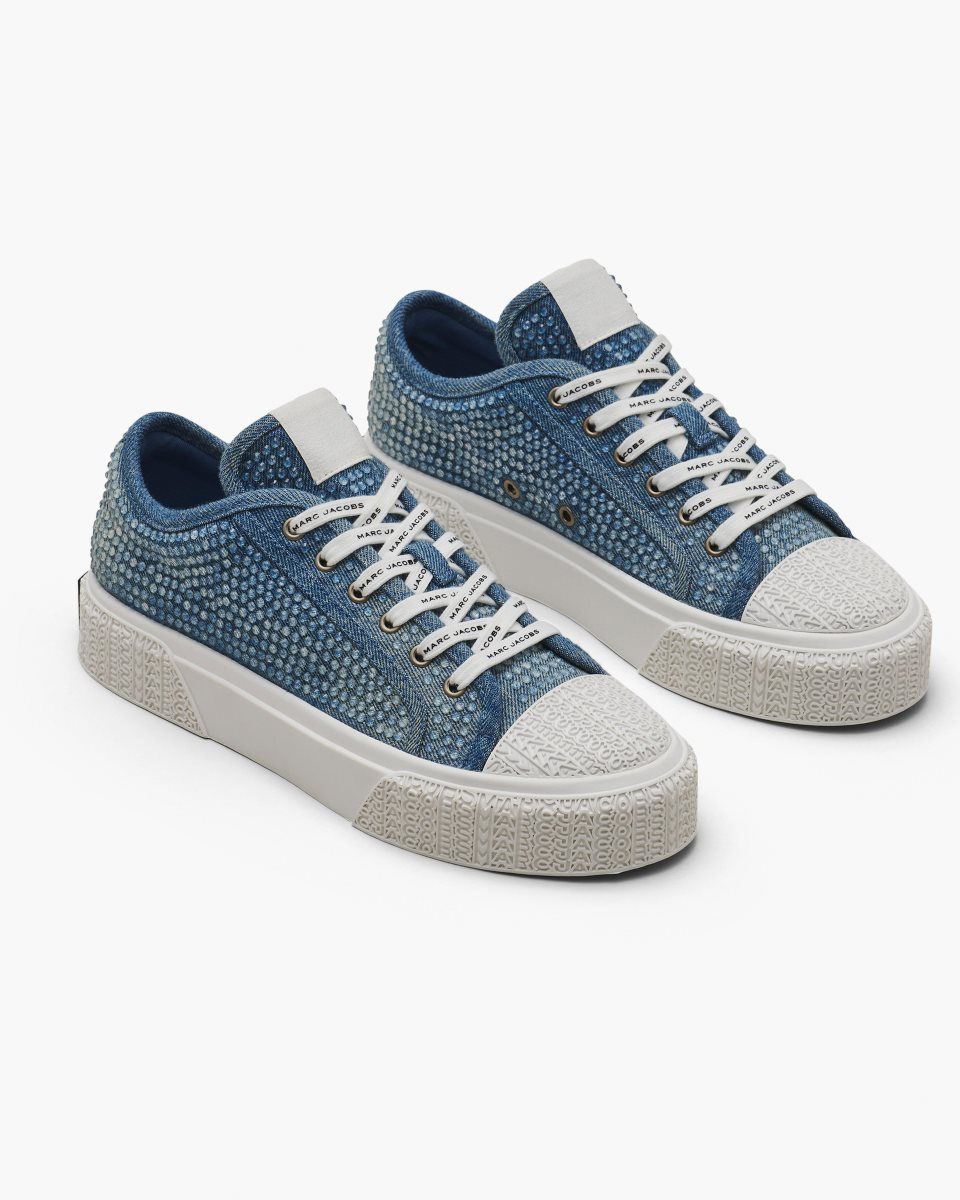 Light Blue Marc Jacobs The Crystal Denim Sneaker | 479QHFZXG