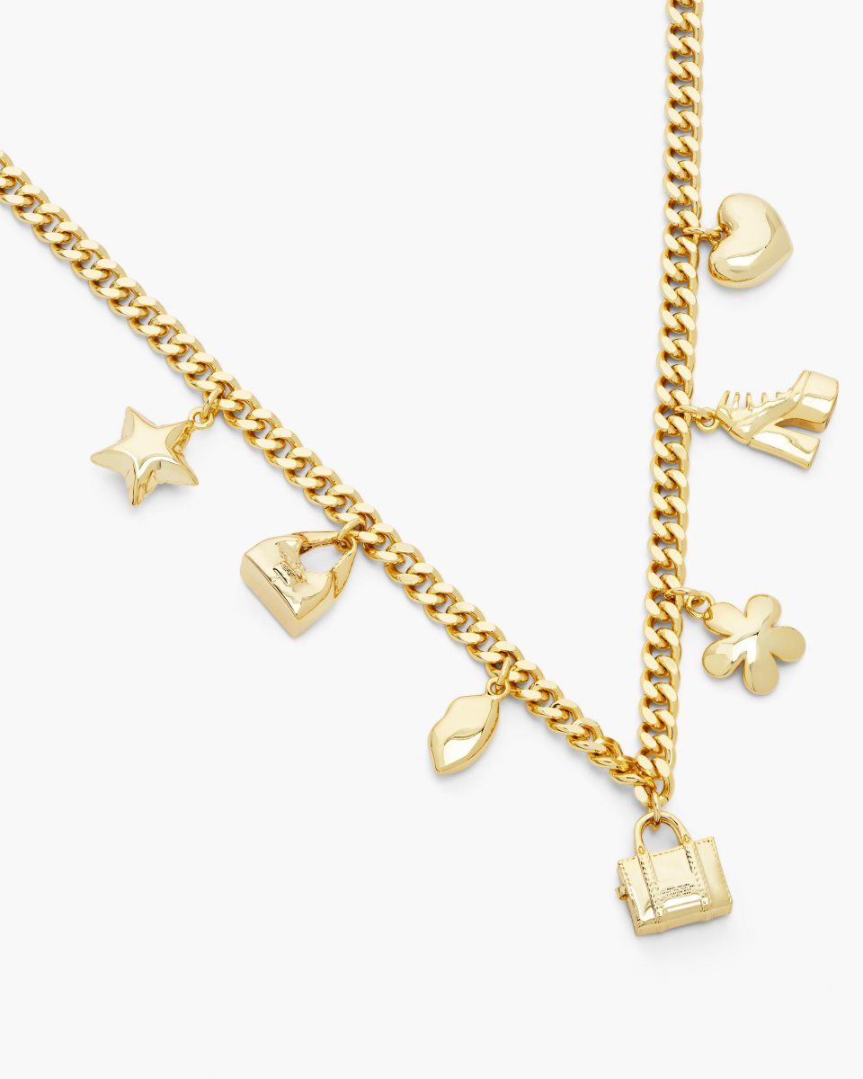 Light Gold Marc Jacobs The Mini Icon Charm Necklace | 061GPHFAO