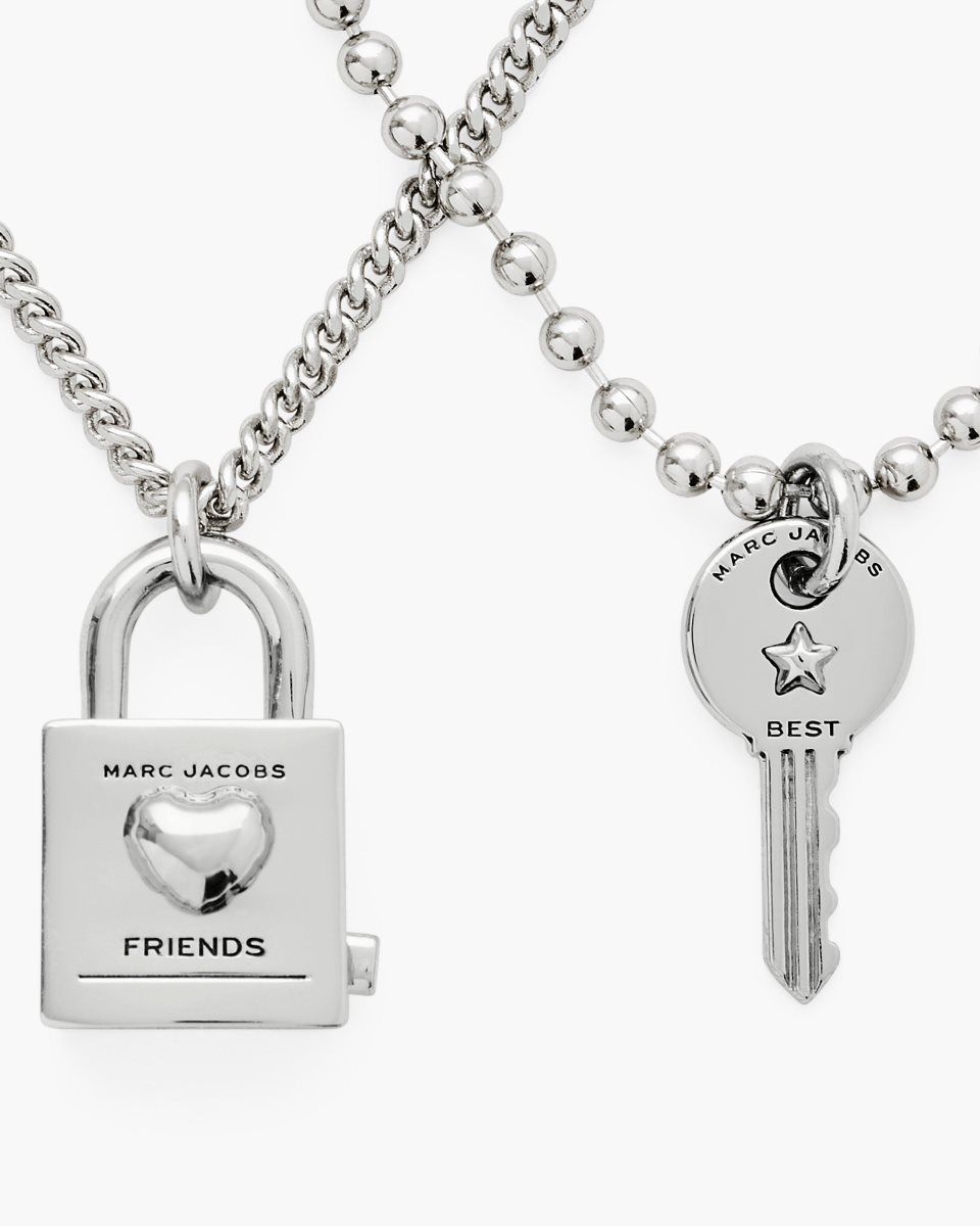 Light Silver Marc Jacobs Friendship Padlock Necklace | 930WLNDYF