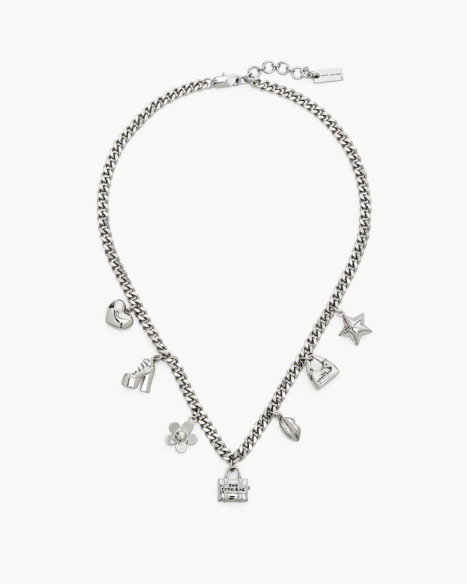 Light Silver Marc Jacobs The Mini Icon Charm Necklace | 689NHJYUE