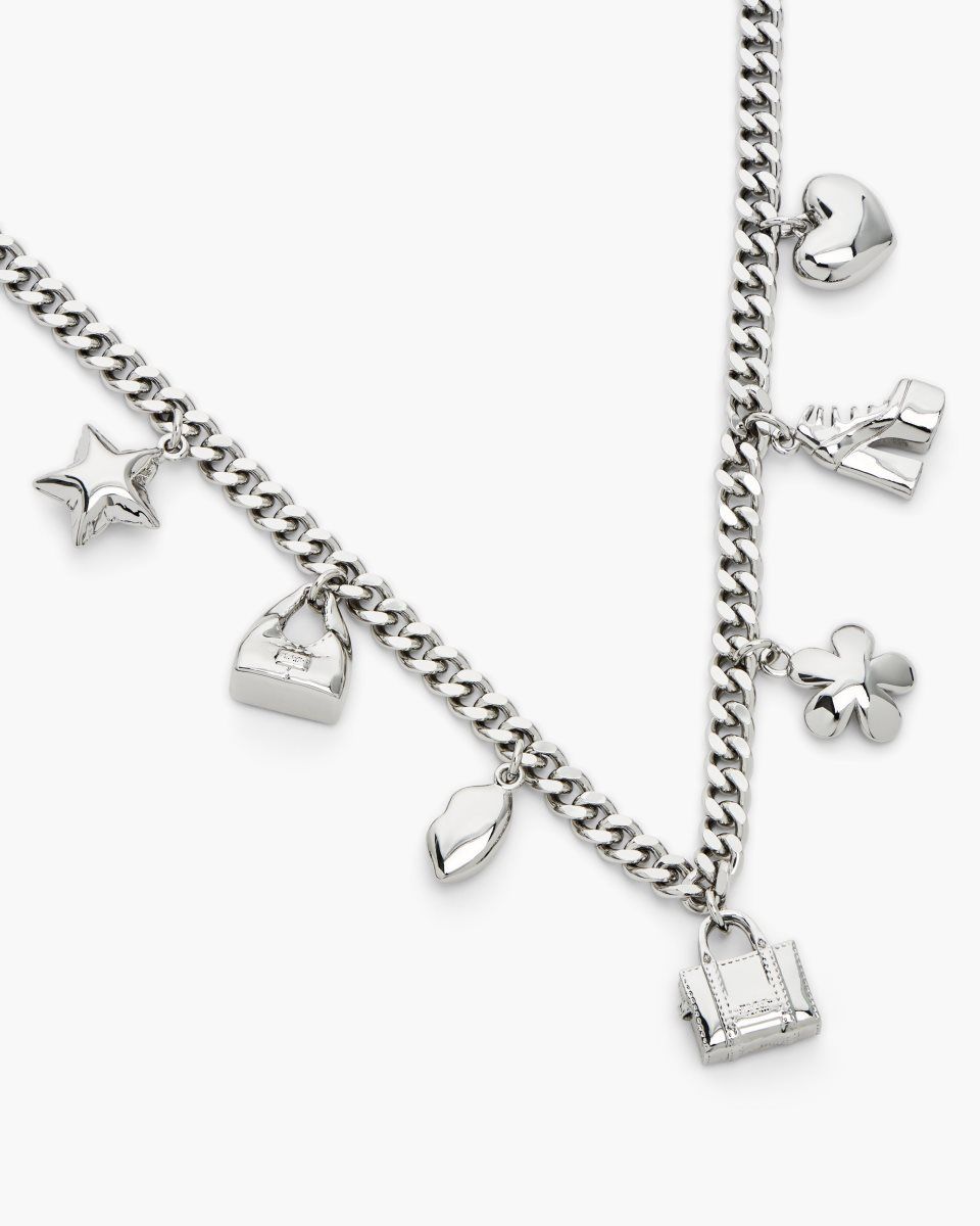 Light Silver Marc Jacobs The Mini Icon Charm Necklace | 689NHJYUE