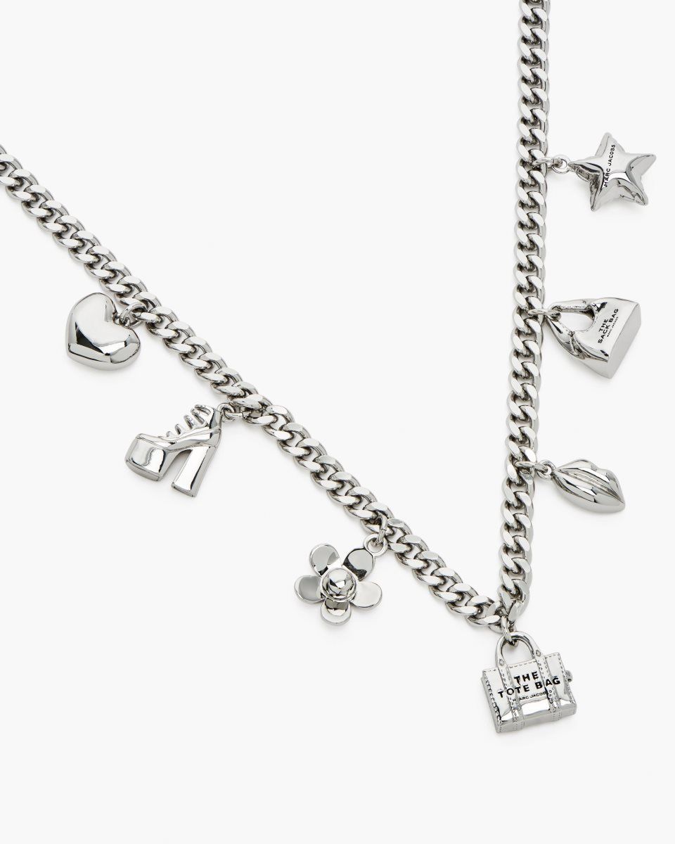 Light Silver Marc Jacobs The Mini Icon Charm Necklace | 689NHJYUE