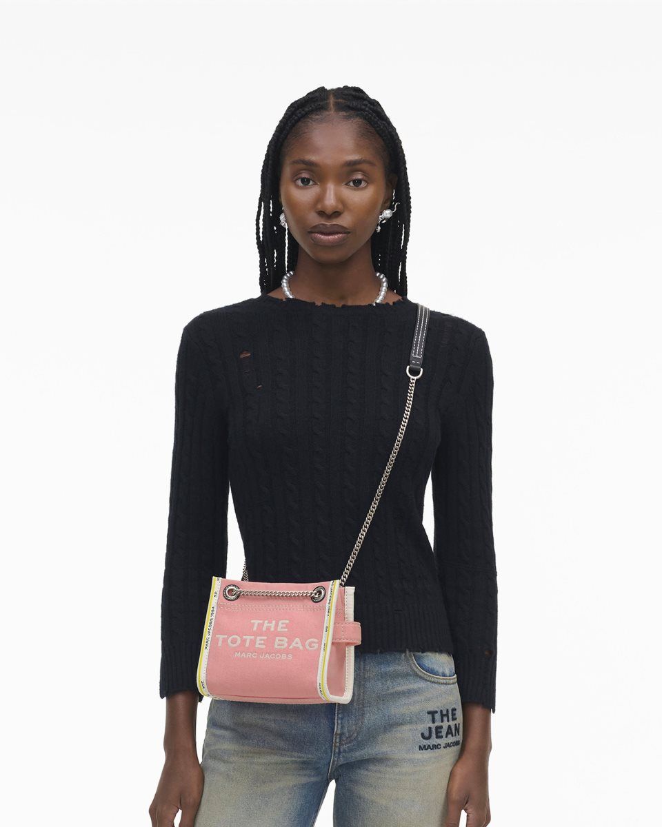 Pink Marc Jacobs The Denim Chain Crossbody Tote Bag | 432MHNEVJ