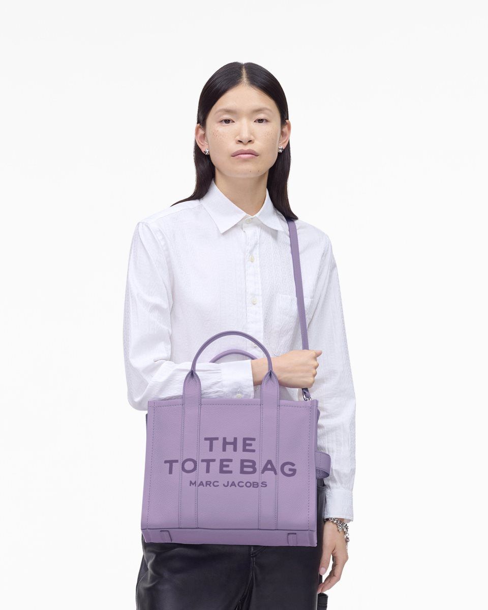 Purple Marc Jacobs The Leather Medium Tote Bag | 538QHVKRD