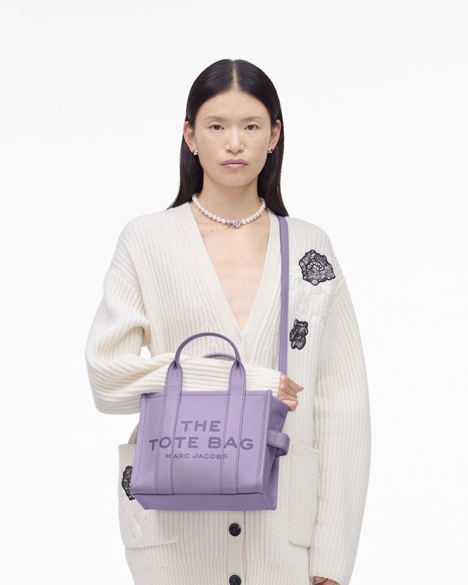 Purple Marc Jacobs The Leather Small Tote Bag | 590UHBGCD