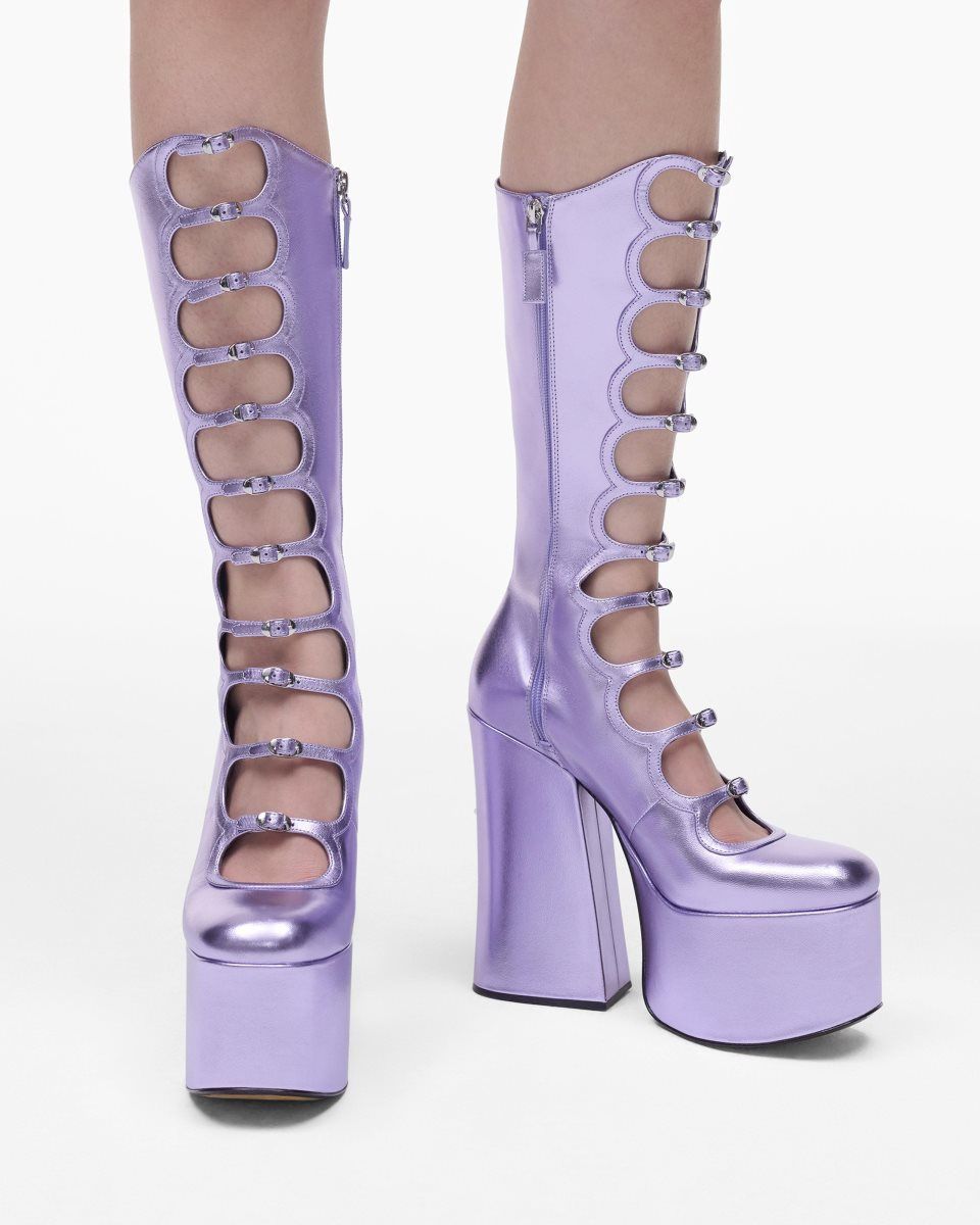 Purple Marc Jacobs The Metallic Kiki Knee High Boot | 043UFVHPX