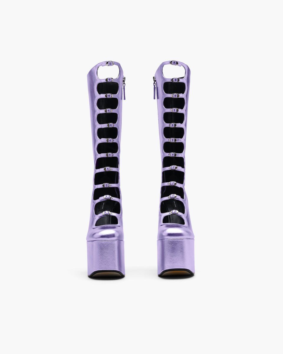 Purple Marc Jacobs The Metallic Kiki Knee High Boot | 043UFVHPX