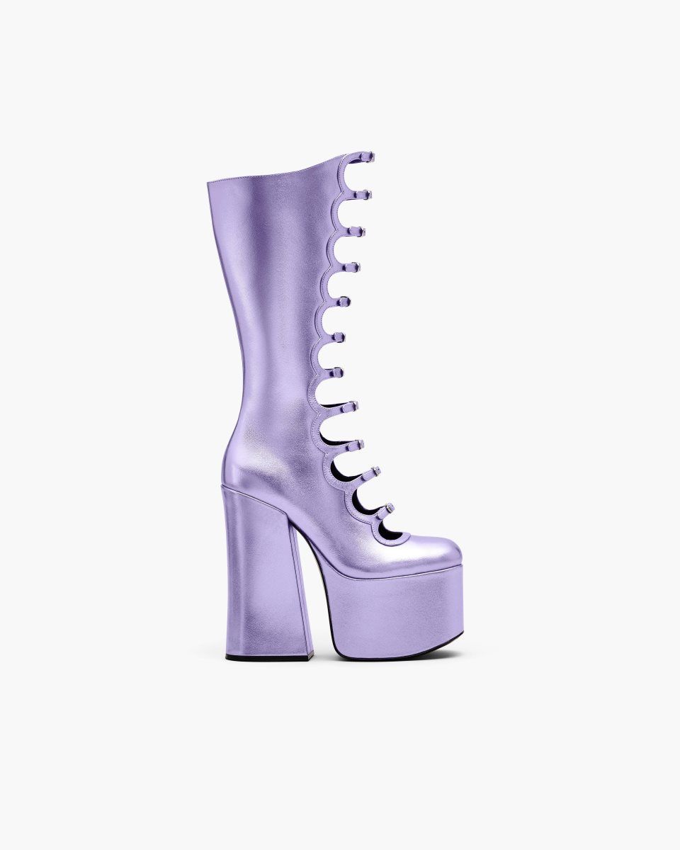 Purple Marc Jacobs The Metallic Kiki Knee High Boot | 043UFVHPX