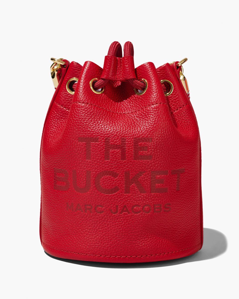 Red Marc Jacobs The Leather Bucket Bag | 871CLDQNF