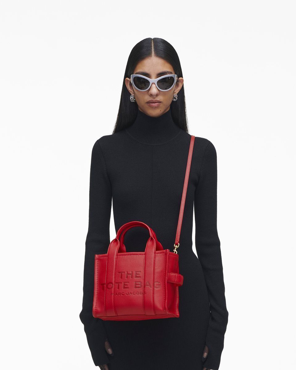 Red Marc Jacobs The Leather Small Tote Bag | 893YGXEVM