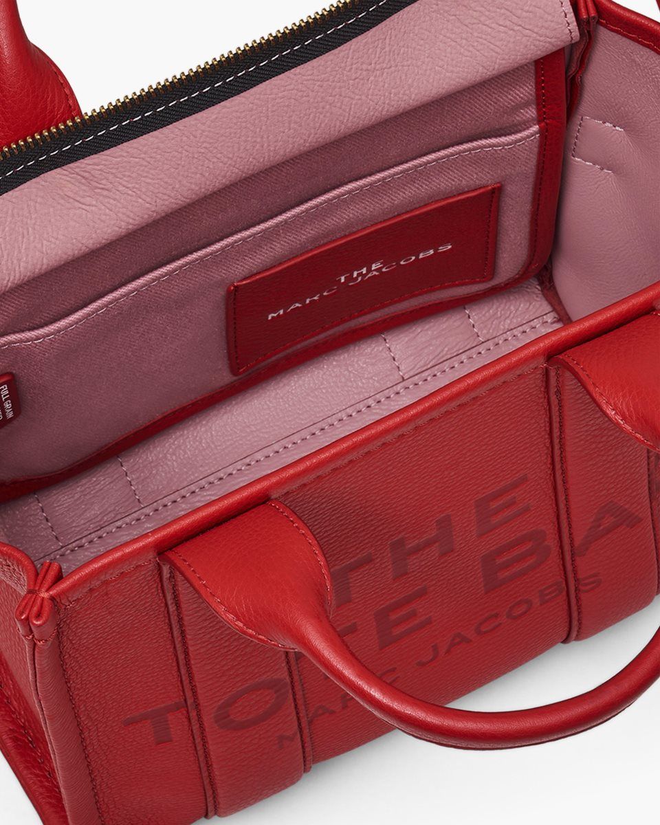 Red Marc Jacobs The Leather Small Tote Bag | 893YGXEVM