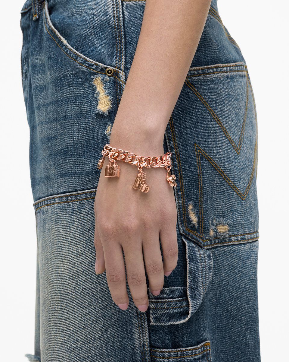 Rose Gold Marc Jacobs The Mini Icon Charm Bracelet | 851SLYPFN