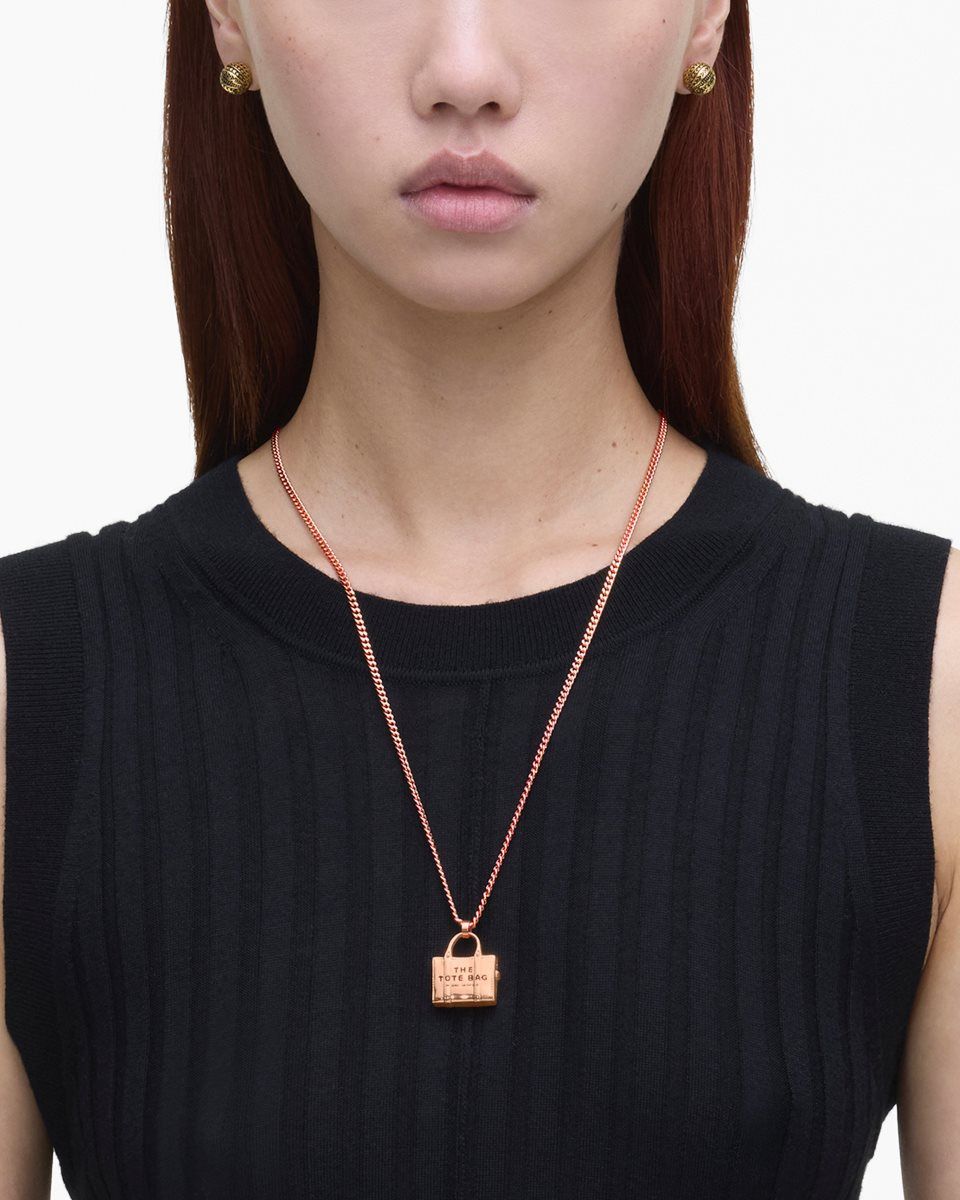 Rose Gold Marc Jacobs The Tote Bag Necklace | 064WMETZJ