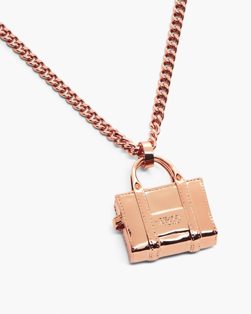 Rose Gold Marc Jacobs The Tote Bag Necklace | 064WMETZJ