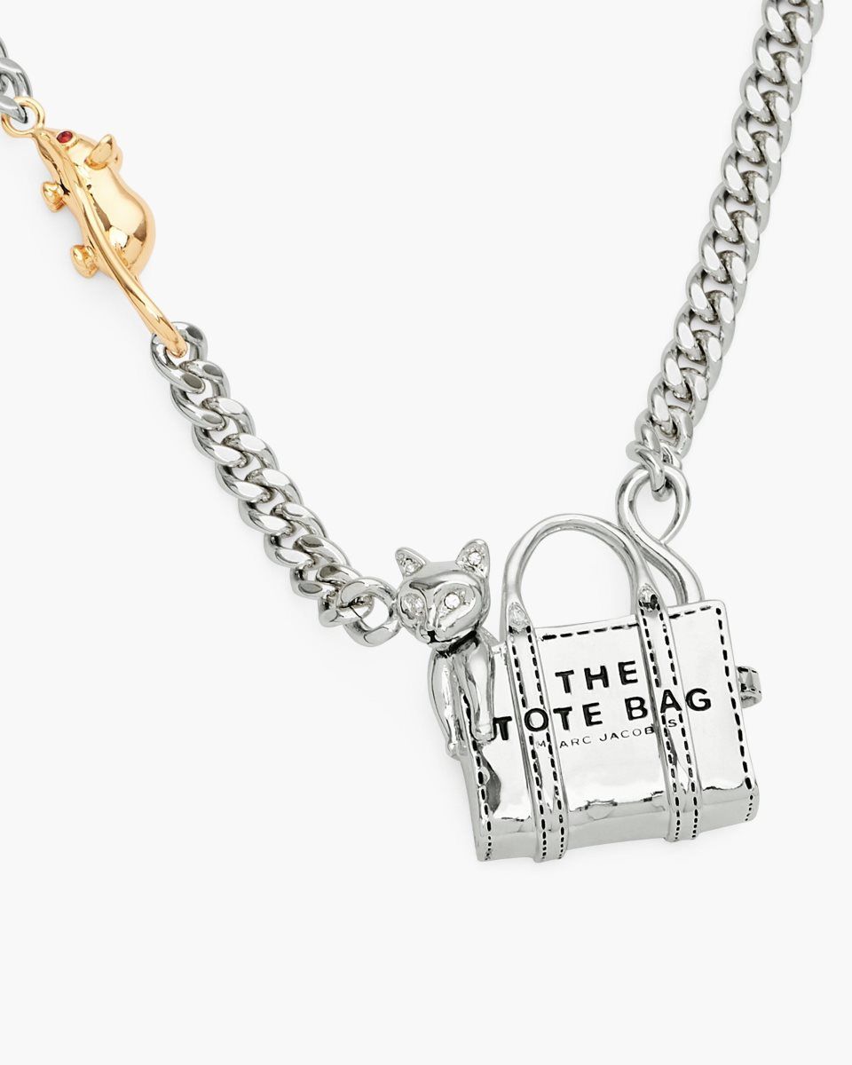 Silver Marc Jacobs Cats Out Of The Bag Necklace | 260CWIJRQ