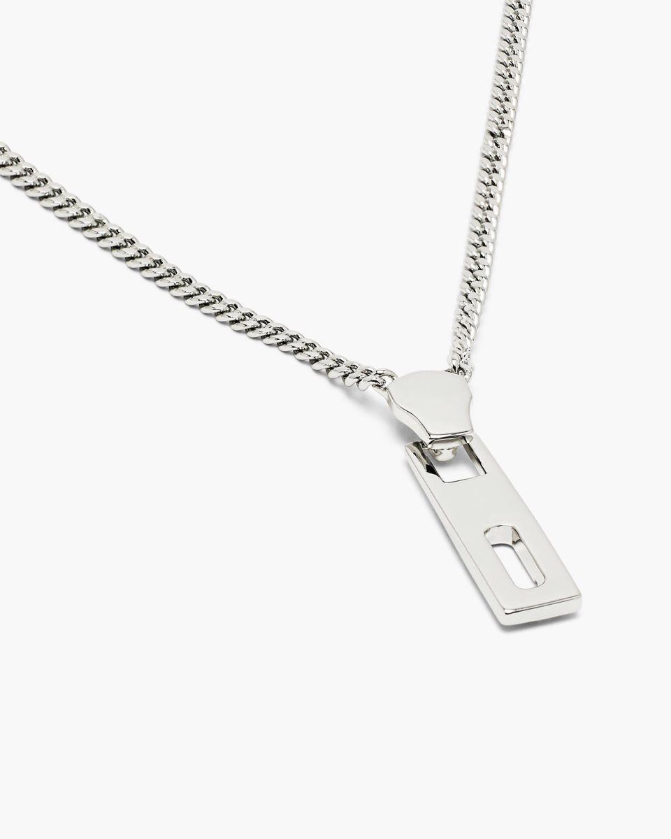 Silver Marc Jacobs J Marc Zipper Necklace | 978SWFEZQ