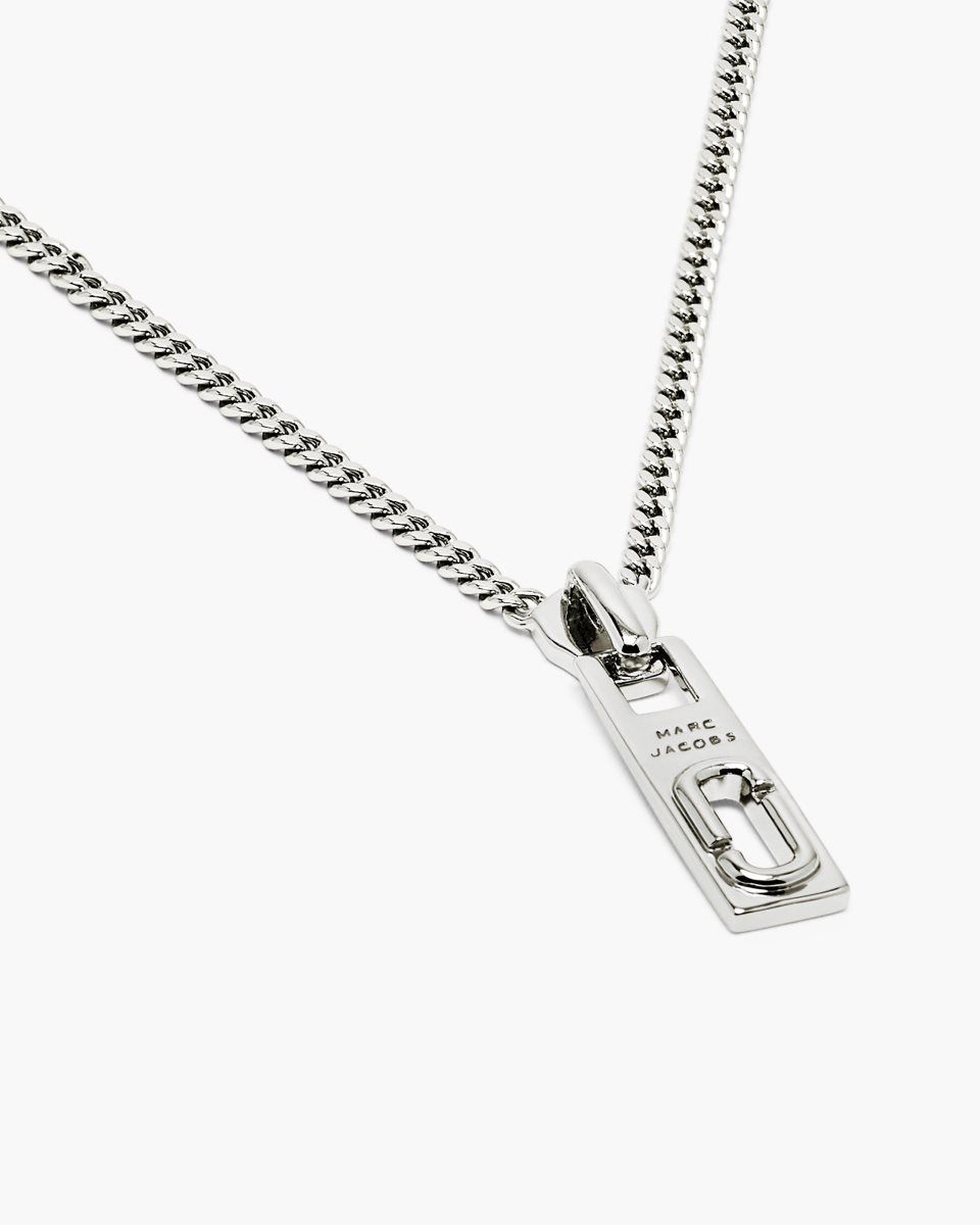 Silver Marc Jacobs J Marc Zipper Necklace | 978SWFEZQ