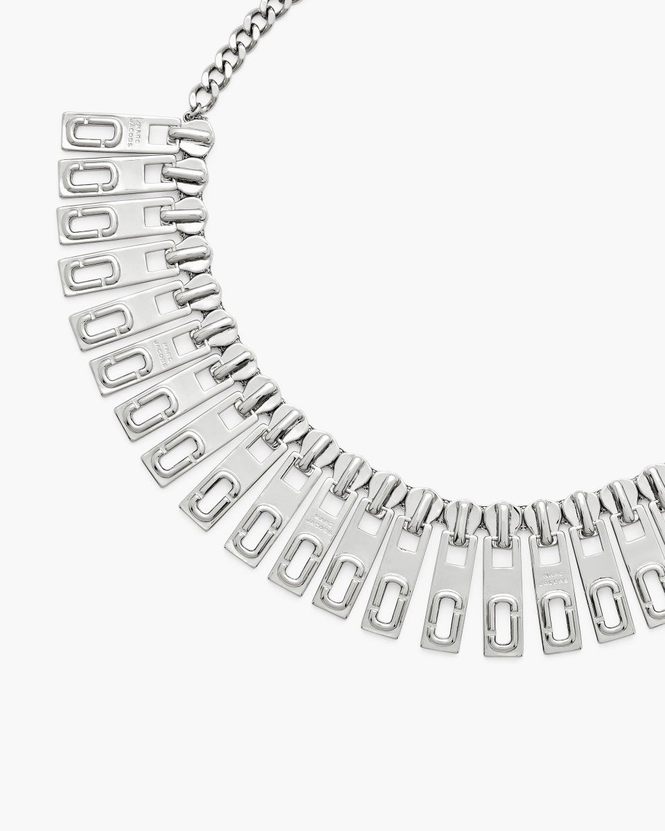 Silver Marc Jacobs J Marc Zipper Statement Necklace | 708YLRSBT