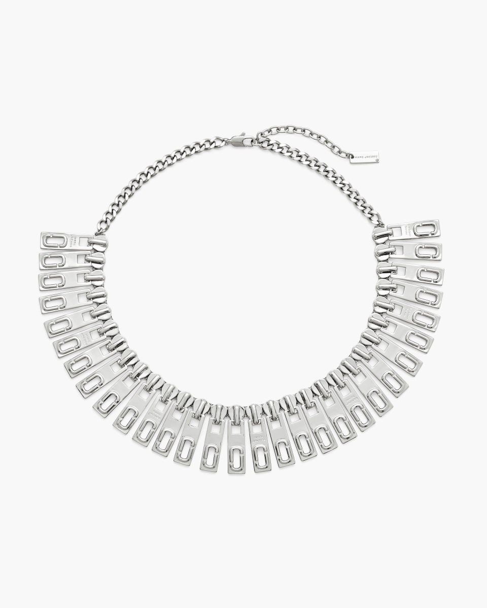 Silver Marc Jacobs J Marc Zipper Statement Necklace | 708YLRSBT