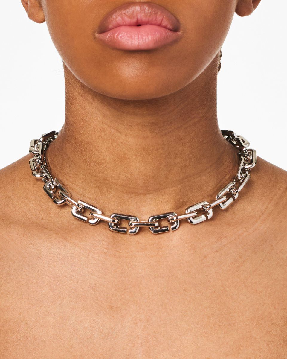 Silver Marc Jacobs The J Marc Chain Link Necklace | 543IETNRU