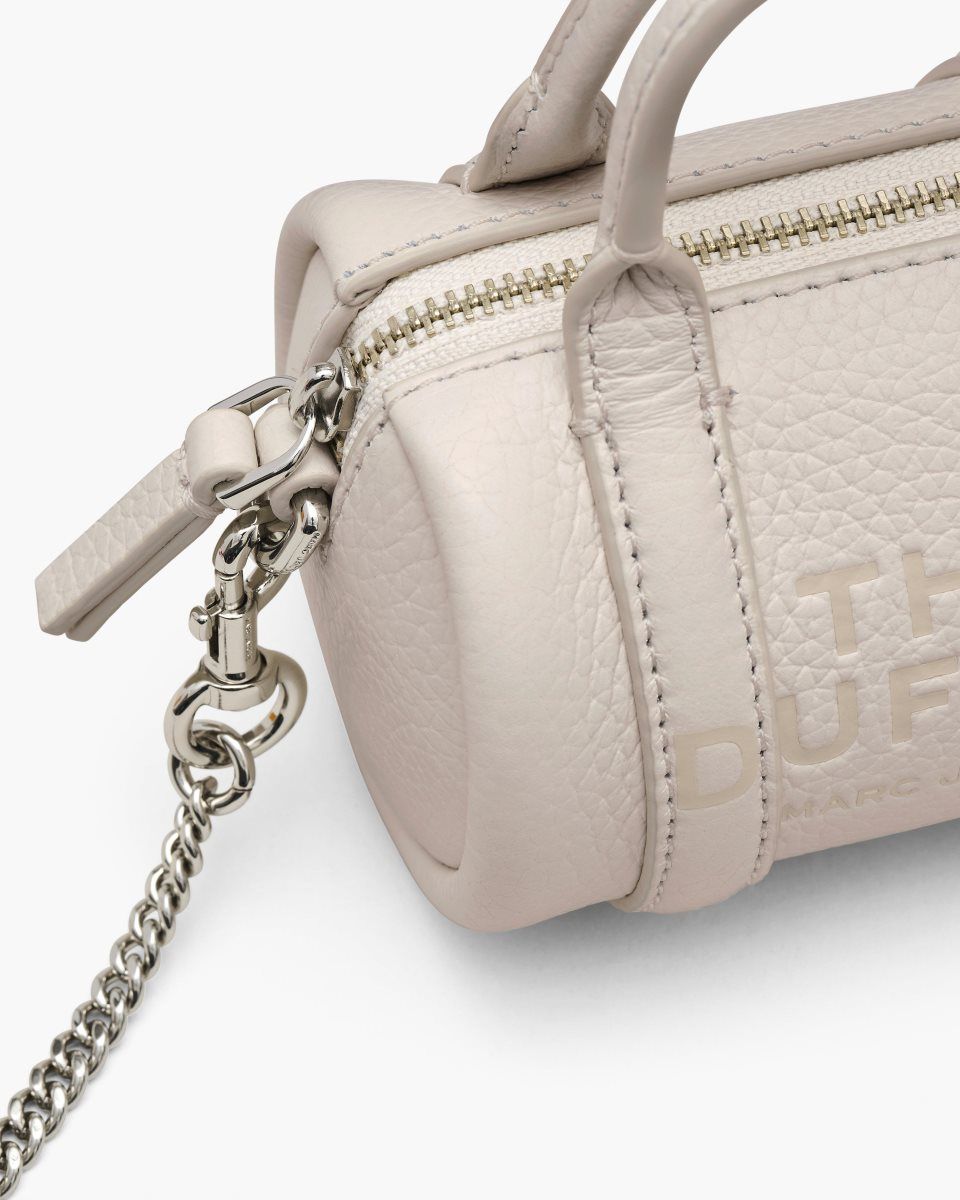 Silver Marc Jacobs The Leather Nano Duffle Crossbody | 537JUOPLE