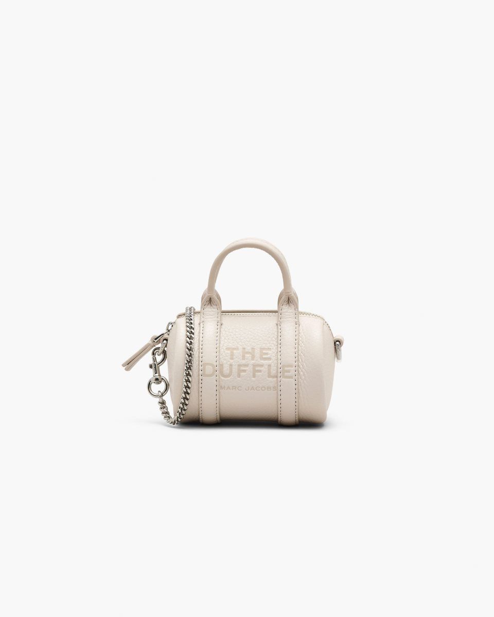 Silver Marc Jacobs The Leather Nano Duffle Crossbody | 537JUOPLE