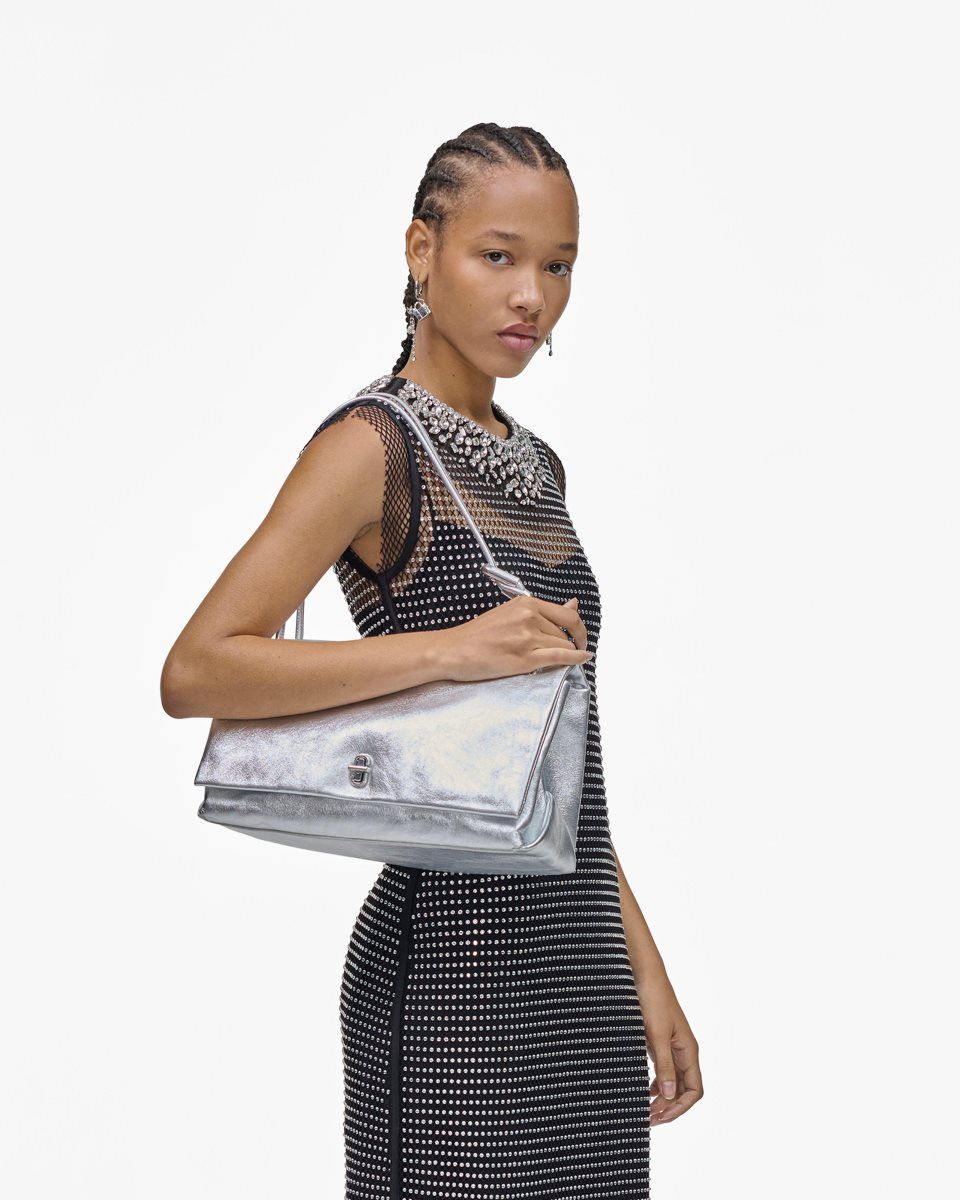 Silver Marc Jacobs The Metallic Large Dual Bag | 792NJCUZD